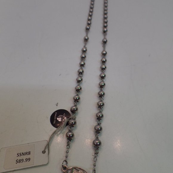 BNWT Black Jack $89 Stainless Steel Silver Color Rosary Prayer Beads - Picture 8 of 9